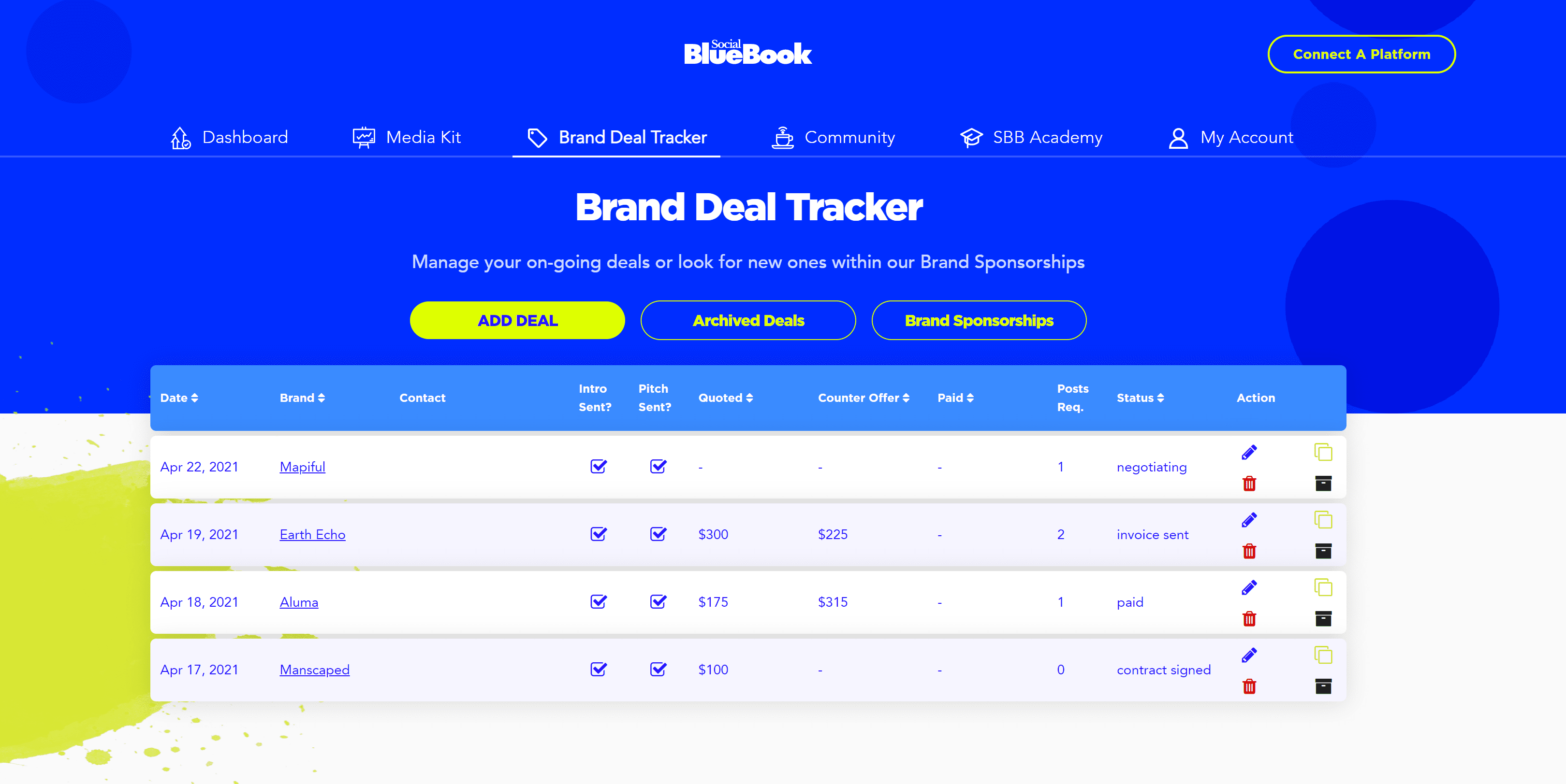 Introducing Brand Deal Tracker!